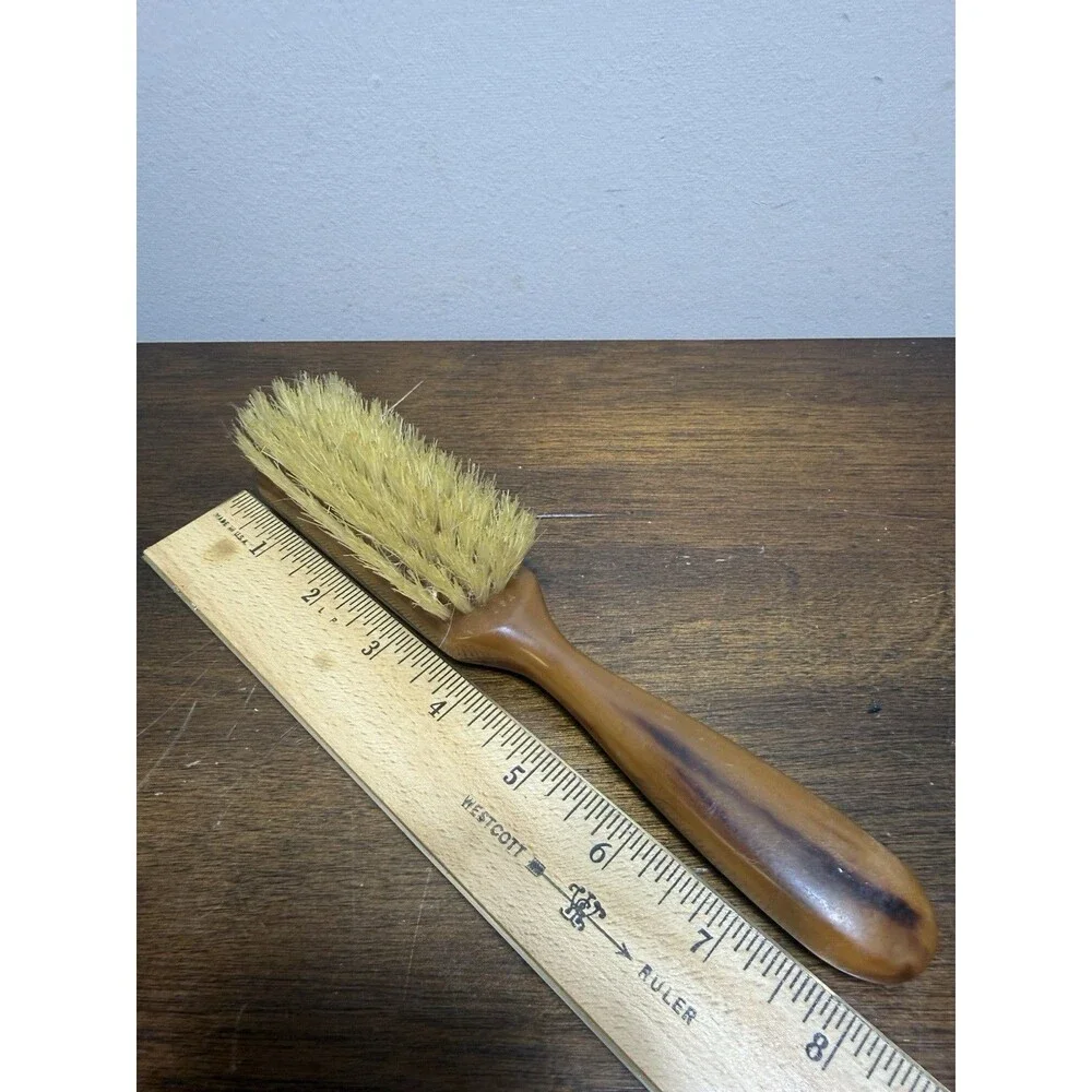 Vintage Avon Flair Hair Brush Brown Faux Tortoiseshell Woodgrain Lucite 1970s